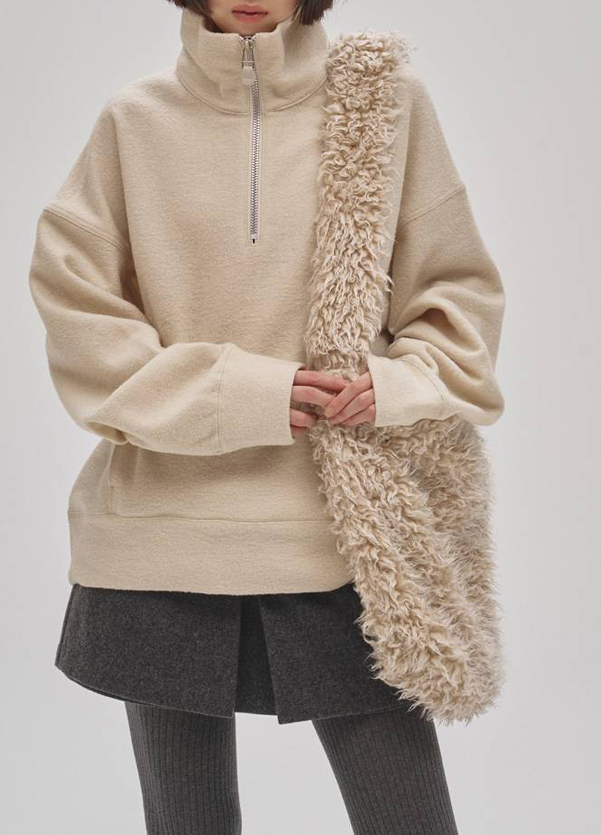 毛料拉鍊立領上衣